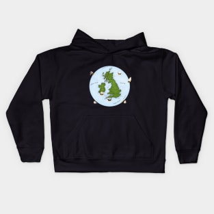 Great Britain Map With Sailing Ships Kids Hoodie